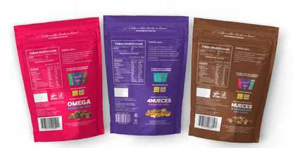 Paquete 3 Trail Mix KampoNoble | Tres delicios Trail Mix | OMEGA . 4NUECES . NUECES &CHOCOLATE |